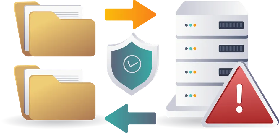 Sicherheitswarnungen für Transaktionen auf Cloud-Servern  Illustration