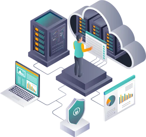 Sicherung vertraulicher Informationen auf Cloud-Servern  Illustration