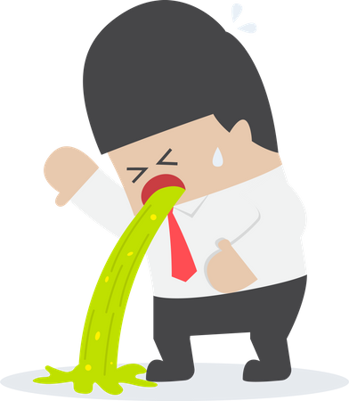 Sick businessman vomiting on the floor  Illustration