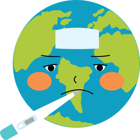 Sick earth with thermometer  Illustration