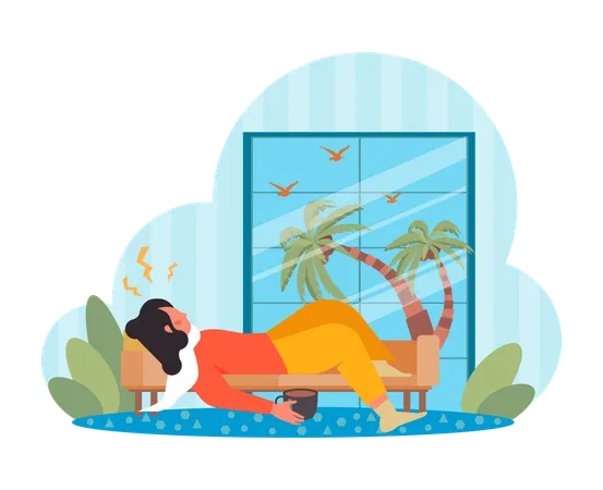 Sick Character Suffering From Jetlag Or Acclimatization Bad Vacation Experience Unlucky Tourist Having Problems During Their Trip Unhappy Character Travel Abroad Flat Vector Illustration Illustration