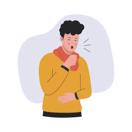 Sick People Cough Flat Vector Illustration Isolated On White Background イラスト