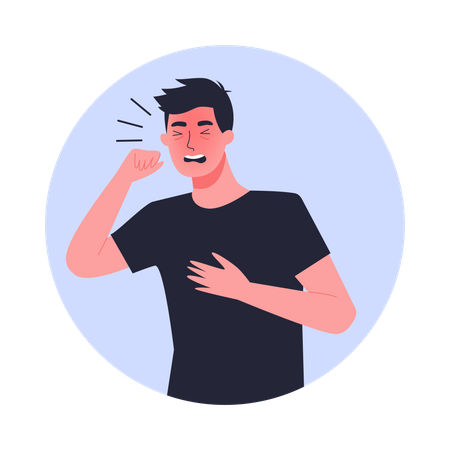 Sick man having dry cough  Illustration