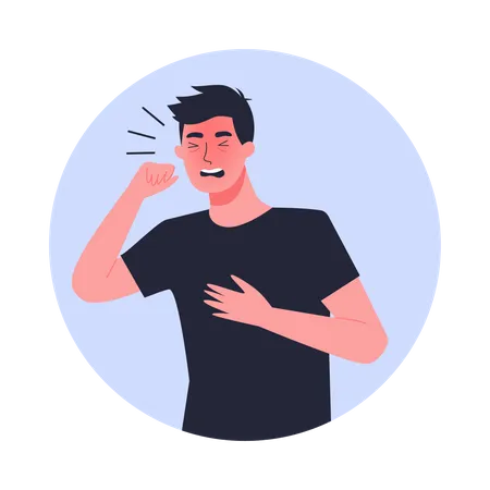 Sick man having dry cough  Illustration