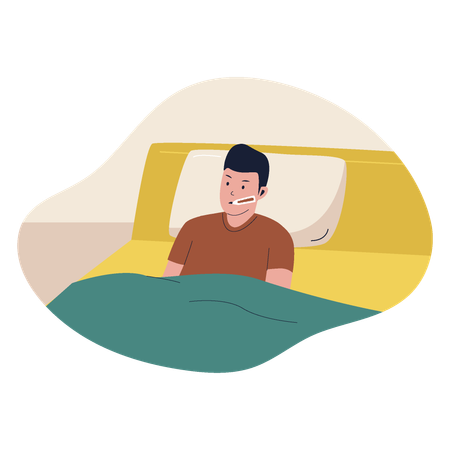 Sick man in bed  Illustration