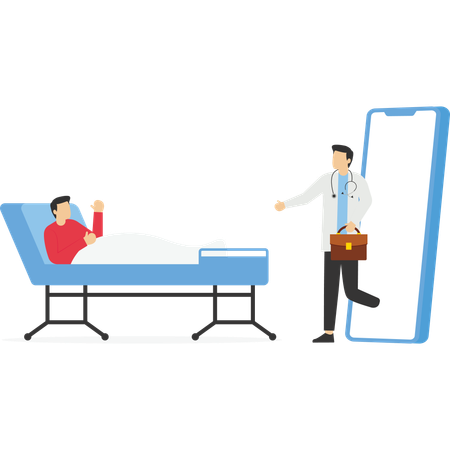 Sick patient using online doctor consultation  Illustration