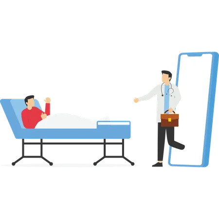 Phone Video Call To The Doctor Through The Application On The Smartphone Online Medical Advice Concept Illustration