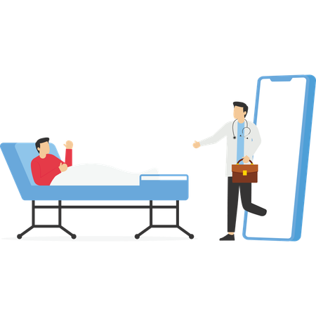 Sick patient using online doctor consultation  Illustration