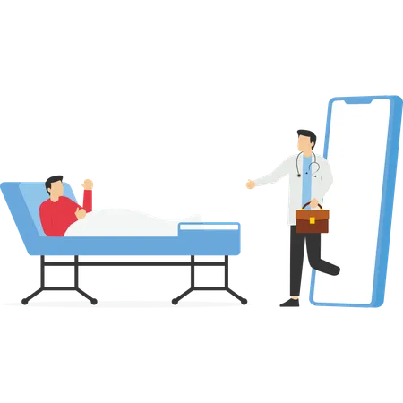 Sick patient using online doctor consultation  Illustration