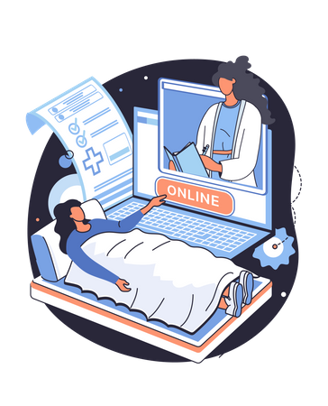 Sick patient using online healthcare services  Illustration