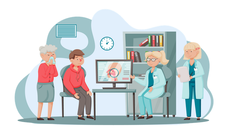 Sick people getting professional treatment  Illustration