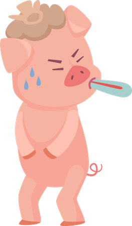 Sick Pig Illustration