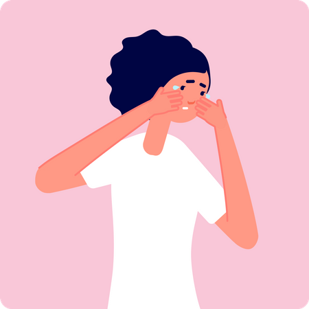 Sick woman crying  Illustration