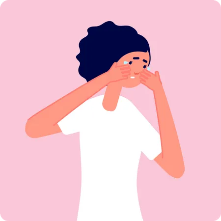 Sick woman crying  Illustration