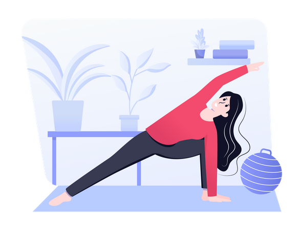 Side stretching by fitness model Illustration
