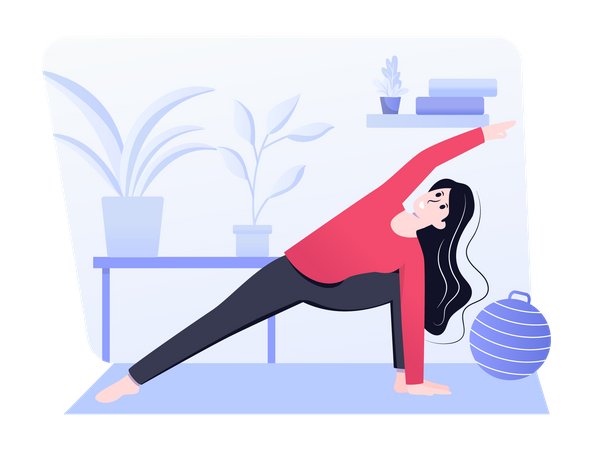 Side stretching by fitness model  Illustration