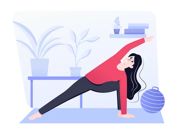 Side stretching by fitness model  Illustration