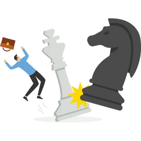 Siege in a business planning chess game  イラスト