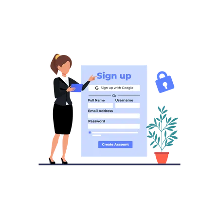 Sign Up Flat Illustration In This Design You Can See How Technology Connect To Each Other Each File Comes With A Project In Which You Can Easily Change Colors And More Illustration