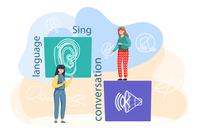 Sign language conversation  イラスト