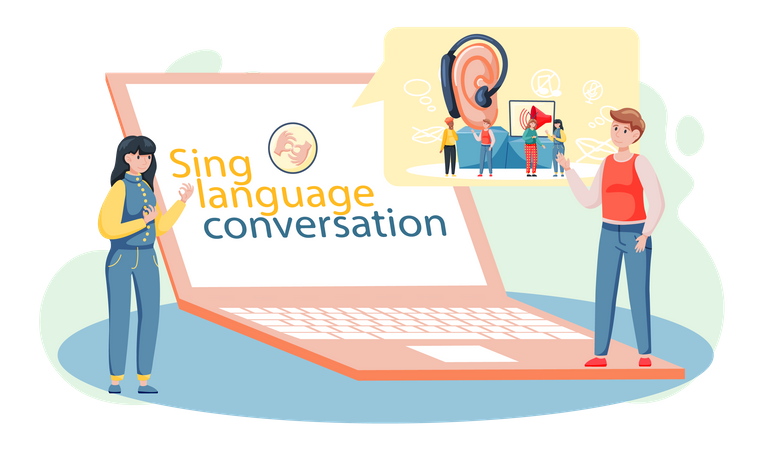 Sign language conversation  イラスト
