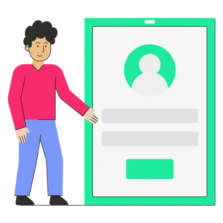Man Showing Sign Up Experience Illustration