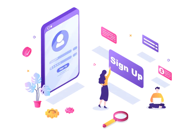 Sign Up Login  Illustration