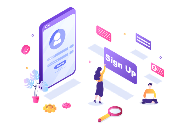 Sign Up Login  Illustration