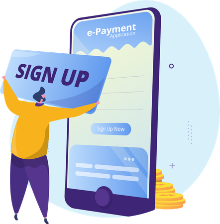 Sign up or registration to e-payment application  Illustration