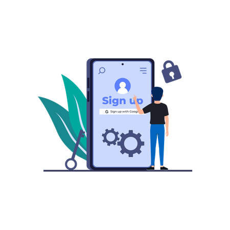 Sign Up With Google  Illustration