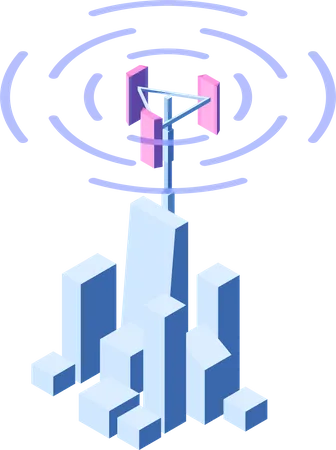 5 G Isometric Telecommunication Industrial Gadgets Illustration
