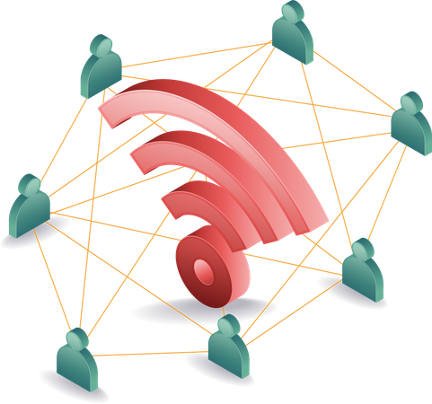 Réseau de signal Wifi pour les gens  Illustration