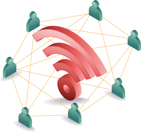 Réseau de signal Wifi pour les gens  Illustration