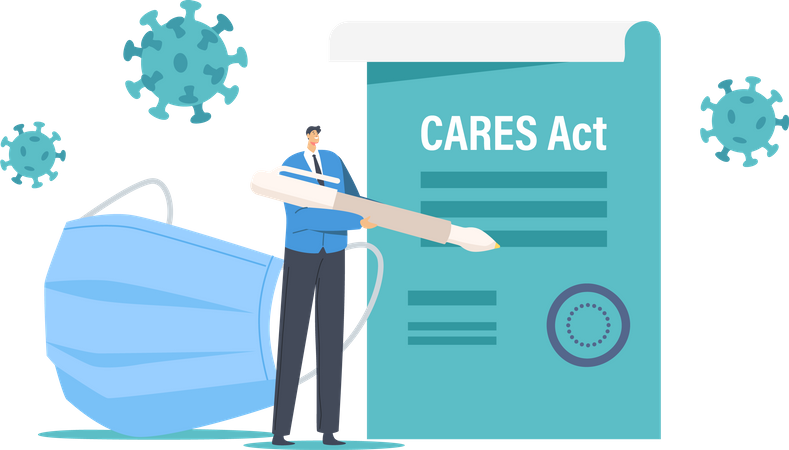 Signature de la Cares Act pour l'exonération de prêt  Illustration