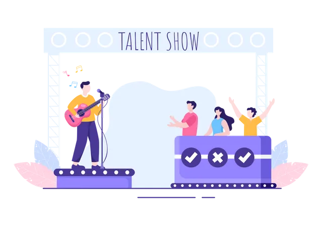 Signeur masculin signant dans Talent Show  Illustration