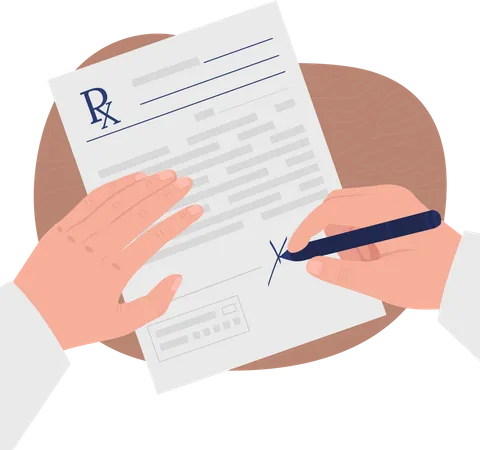 Signature on business document Illustration