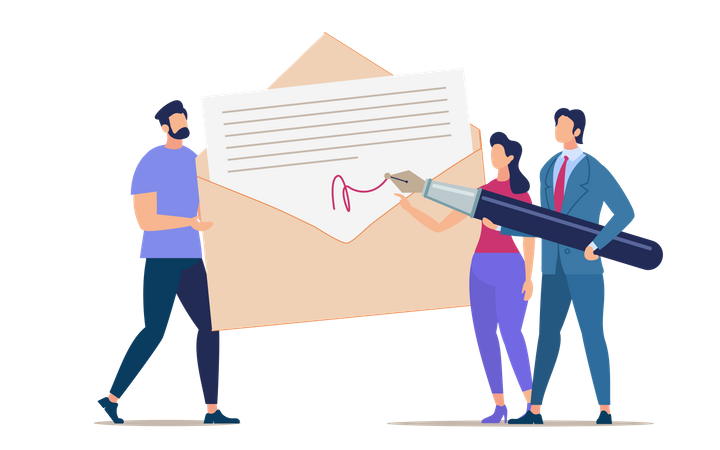 Signing and Mailing Document  Illustration