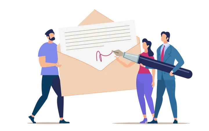 Signing and Mailing Document  Illustration