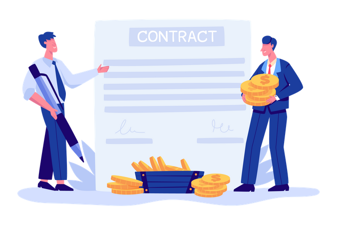 Signing business contract Illustration