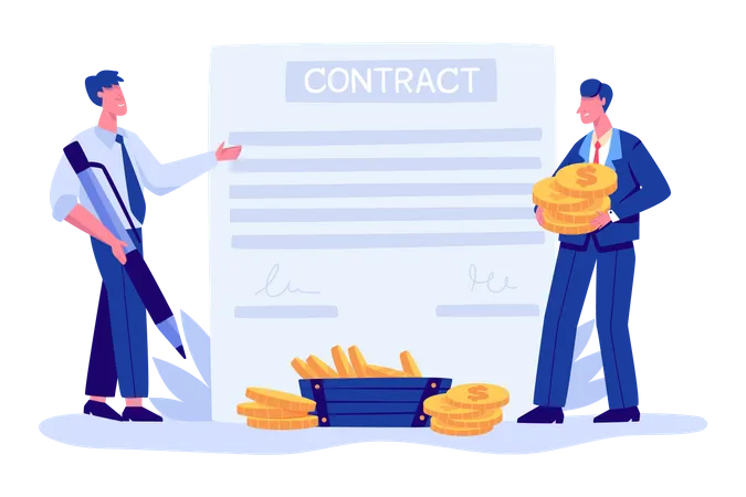 Signing business contract Illustration