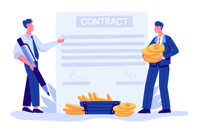 Signing business contract  Illustration