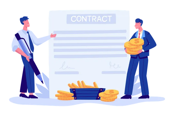 Signing business contract  Illustration