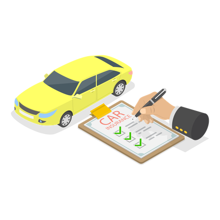 Signing car insurance  Illustration