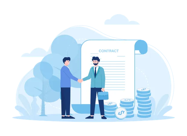 Signing contract businessman handshake with client  Illustration