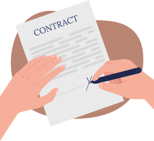 Signing legal contract documents Illustration