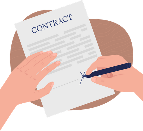 Signing legal contract documents  Illustration