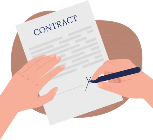 Signing legal contract documents  Illustration