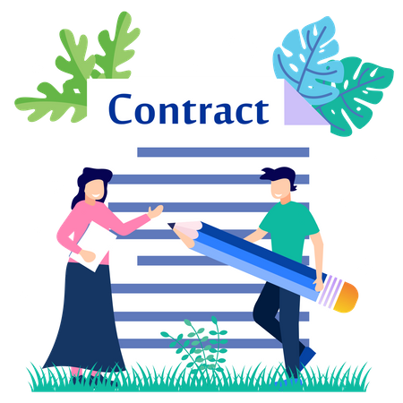 Signing On Business Contract Illustration