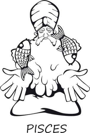 Signo del zodiaco piscis  Ilustración