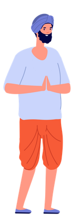 Sikh man doing namaste  Illustration